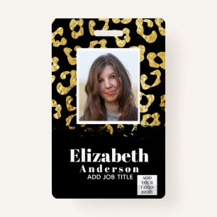 PHOTO ID - Employee VIP Pass Girly Animal Prints ID Badge