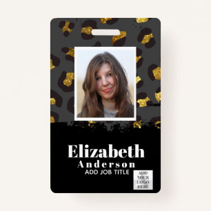 PHOTO ID - Employee VIP Pass Girly Animal Prints ID Badge