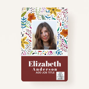 PHOTO ID - Employee VIP Pass - Girly Flowers ID Badge
