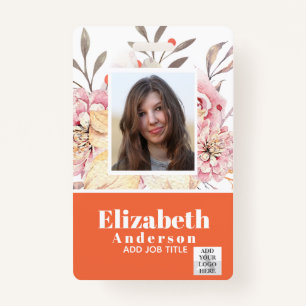 PHOTO ID - Employee VIP Pass - Girly Flowers ID Badge