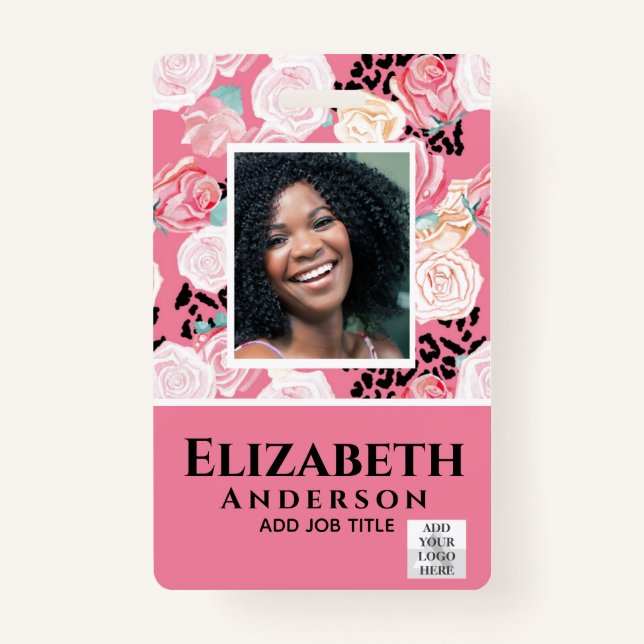 PHOTO ID - Employee VIP Pass - Girly Flowers ID Badge (Front)