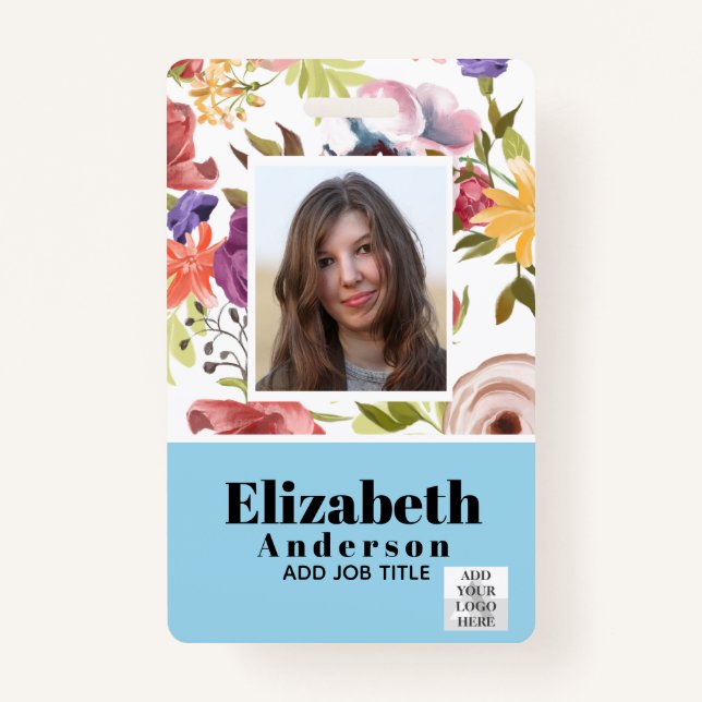 PHOTO ID - Employee VIP Pass - Girly Flowers ID Badge (Front)