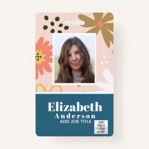 PHOTO ID - Employee VIP Pass - Girly Flowers ID Badge