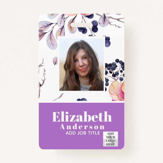 PHOTO ID - Employee VIP Pass - Girly Flowers ID Badge (Front)