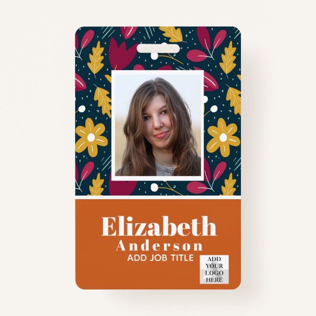 PHOTO ID - Employee VIP Pass - Girly Flowers ID Badge (Front)