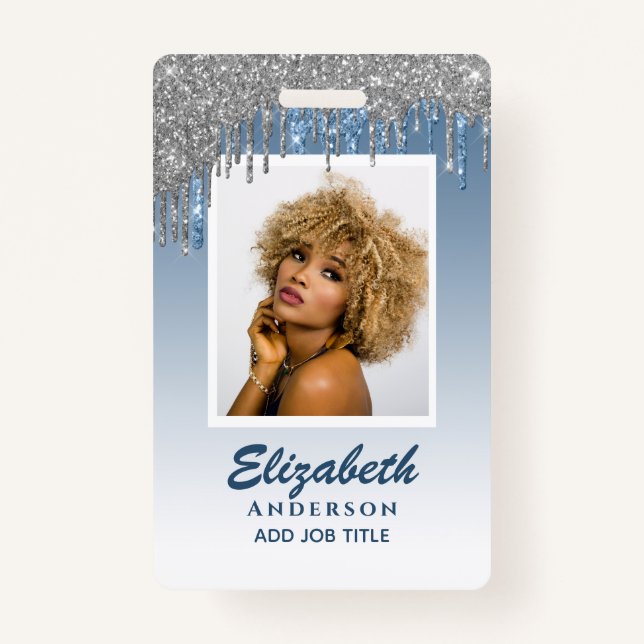 PHOTO ID - Employee VIP Pass Girly Glitter Glam ID Badge (Front)