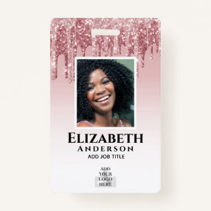 PHOTO ID - Employee VIP Pass Girly Glitter Glam ID Badge