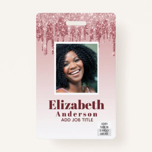 PHOTO ID - Employee VIP Pass Girly Glitter Glam ID Badge