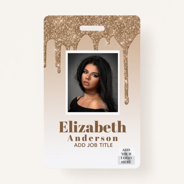 PHOTO ID - Employee VIP Pass Girly Glitter Glam ID Badge (Front)