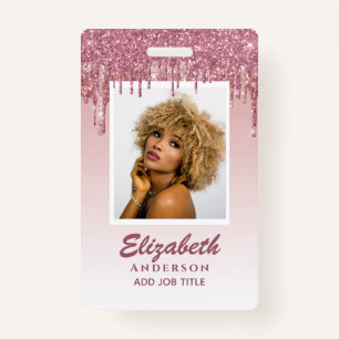 PHOTO ID - Employee VIP Pass Girly Glitter Glam ID Badge