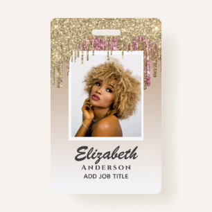 PHOTO ID - Employee VIP Pass Girly Glitter Glam ID Badge