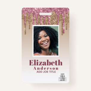PHOTO ID - Employee VIP Pass Girly Glitter Glam ID Badge