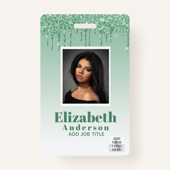 PHOTO ID - Employee VIP Pass Girly Glitter Glam ID Badge (Front)
