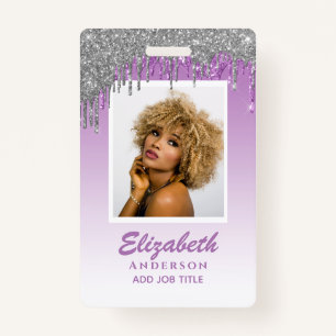 PHOTO ID - Employee VIP Pass Girly Glitter Glam ID Badge