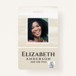 PHOTO-ID Employee VIP PASS Watercolor Abstracts ID Badge