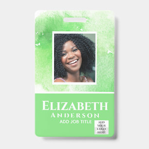 PHOTO-ID Employee VIP PASS Watercolor Abstracts ID Badge