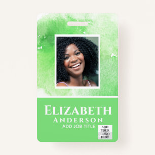 PHOTO-ID Employee VIP PASS Watercolor Abstracts ID Badge