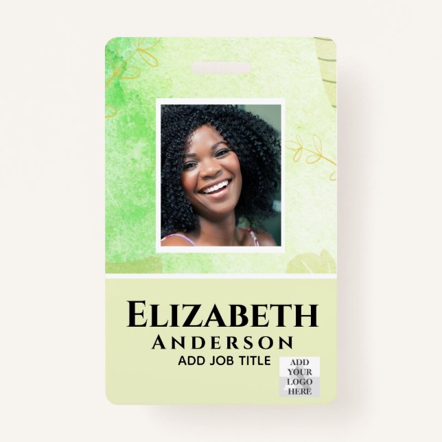 PHOTO-ID Employee VIP PASS Watercolor Abstracts ID Badge (Front)