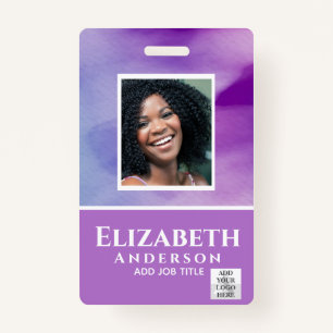 PHOTO-ID Employee VIP PASS Watercolor Abstracts ID Badge