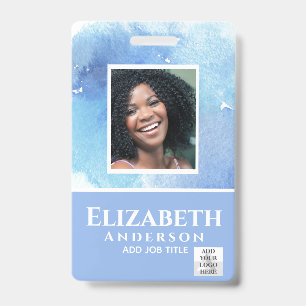 PHOTO-ID Employee VIP PASS Watercolor Abstracts ID Badge