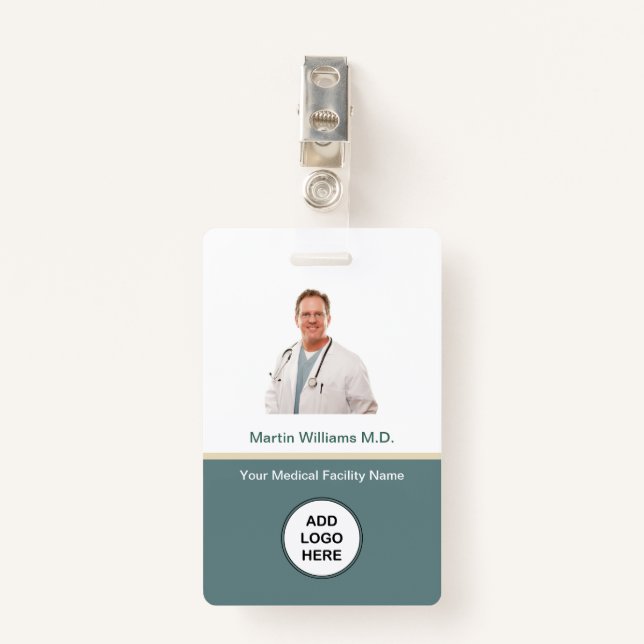 Photo ID Hospital Medical Professional Name ID Badge (Front with Clip)
