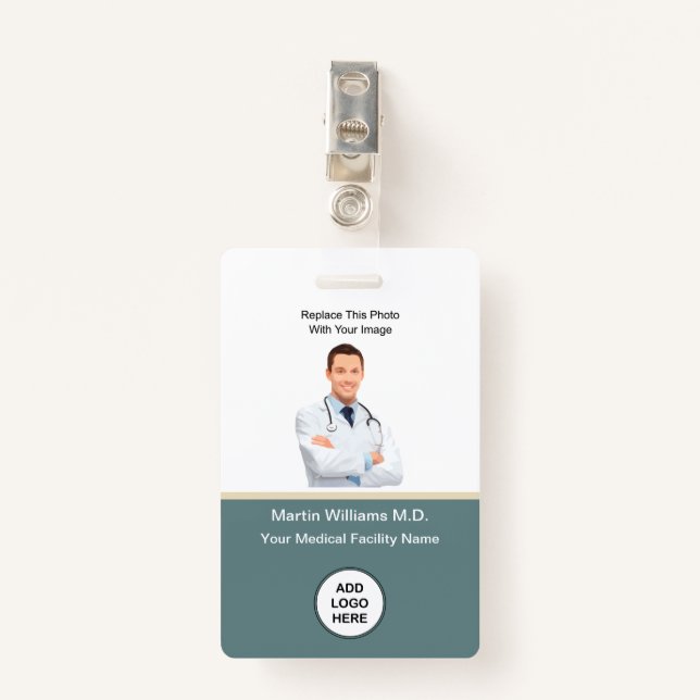 Photo ID Hospital Medical Staff Name Badges ID Badge (Front with Clip)