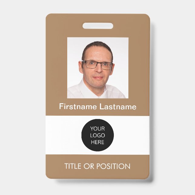 Photo ID Light Brown Name Badge (Front)