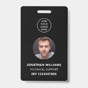Photo ID QR Code Company Logo Staff Name Job Title Badge