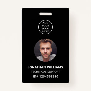 Photo ID QR Code Company Logo Staff Name Job Title ID Badge