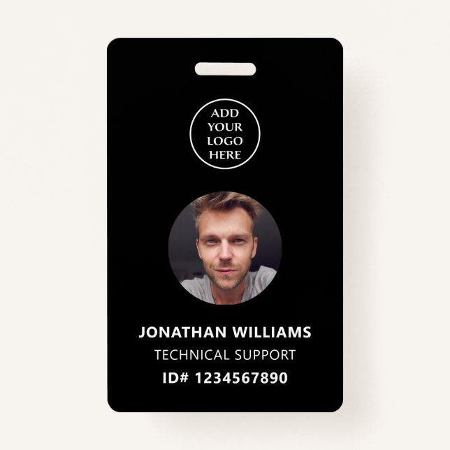 Photo ID QR Code Company Logo Staff Name Job Title ID Badge (Front)