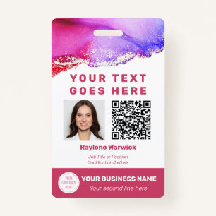 Photo ID Vaccination Barcode QR Code Dusty Pink ID Badge