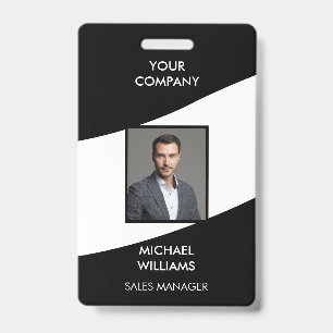 Photo ID White Black Badge