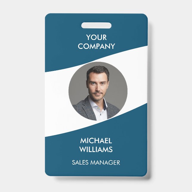 Photo ID  White Blue Badge (Front)