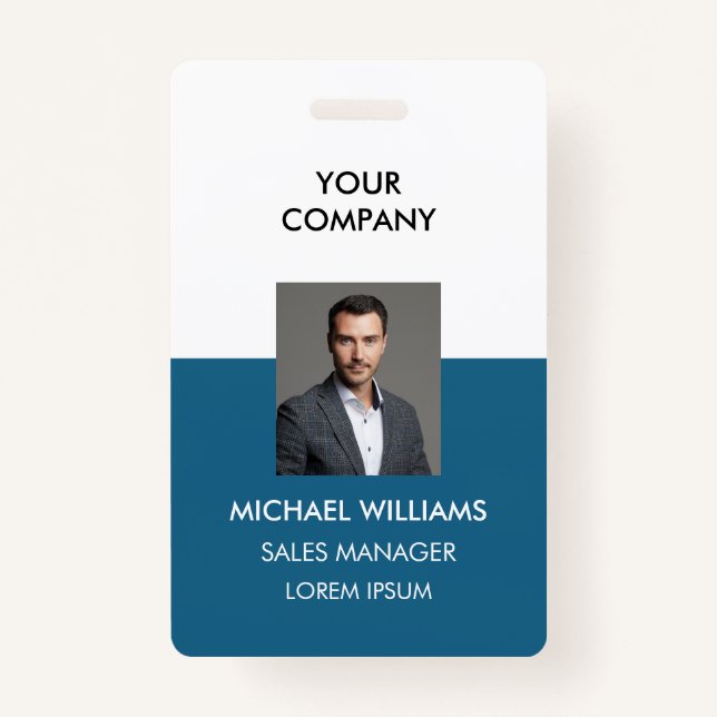 Photo ID white Blue White Badge ID Badge (Front)