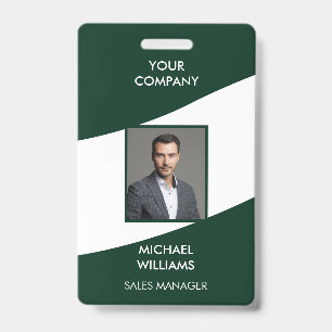 Photo ID White Green Badge
