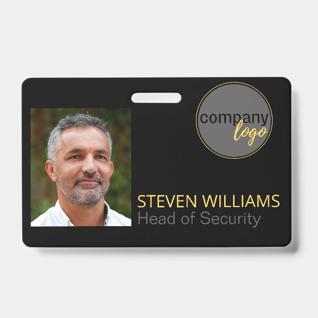 PHOTO IDENTIFICATION CUSTOM NAME BUSINESS LOGO  ID BADGE (Front)