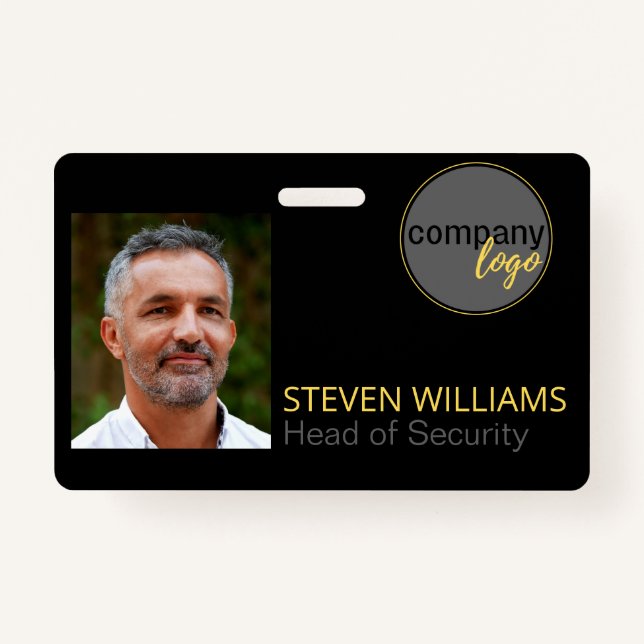 PHOTO IDENTIFICATION CUSTOM NAME BUSINESS LOGO  ID BADGE (Front)