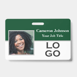 Photo Identification with Custom Logo on Green ID Badge