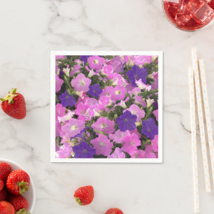 Photo Image Of Morning Glory Pink & Purple Flowers Napkin