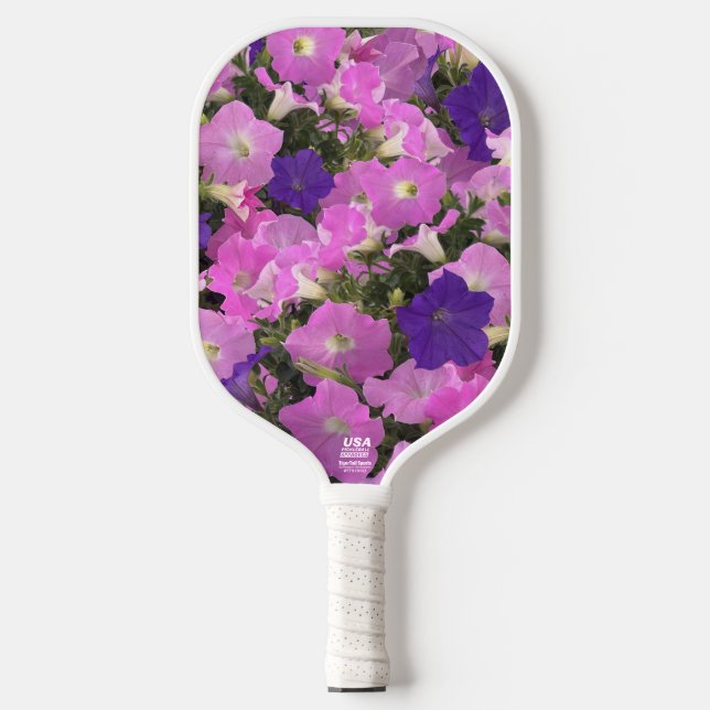 Photo Image Of Morning Glory Pink & Purple Flowers Pickleball Paddle (Front)