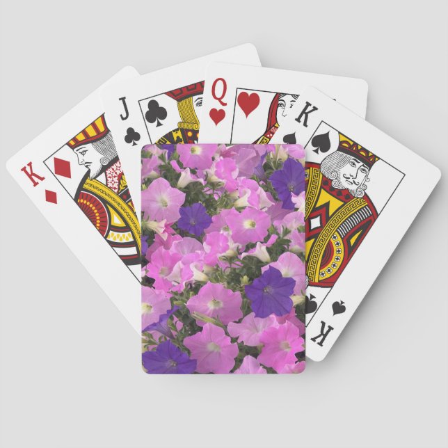 Photo Image Of Morning Glory Pink & Purple Flowers Playing Cards (Back)