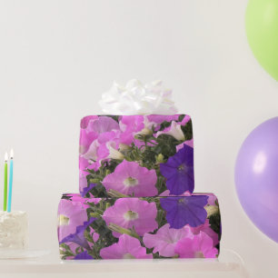 Photo Image Of Morning Glory Pink & Purple Flowers Wrapping Paper
