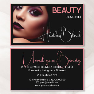 Photo Image Template Black Peach Thin Border Frame Business Card