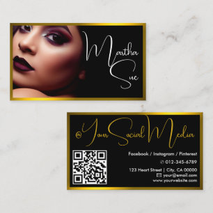 Photo Image Template Influencer Model Yellow Gold Business Card