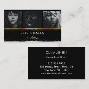 Photo Image Template Luxury Golden Black Salon Business Card