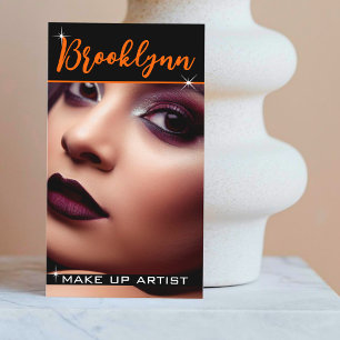 Photo Image Template Modern Cool Orange Slogan Business Card