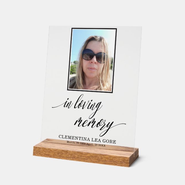 Photo In loving memory Acrylic Sign (Angle)