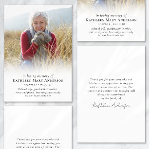 Photo In Loving Memory Funeral Sympathy Thank You Card