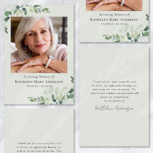 Photo In Loving Memory Funeral Sympathy Thank You Card