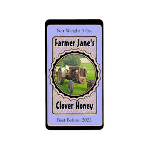 Photo Insert Lavender Blue Honey Jar Label